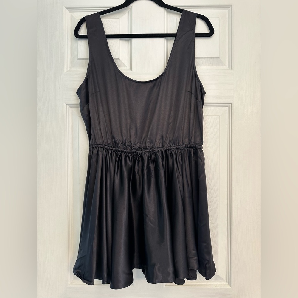 Rosamosario 100% Silk Satin Babydoll Top or
Minidress Black Silk Satin Babydoll